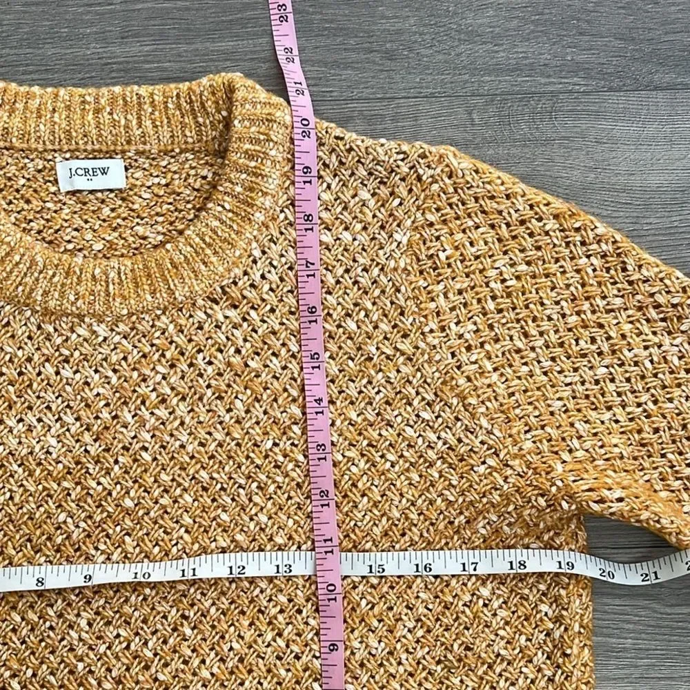 J.CREW Honeycomb Stitch Crewneck Sweater XS Golden Sun Orange Knit Classic Fall